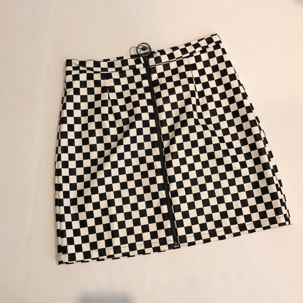 Checkerboard Vegan Leather skirt